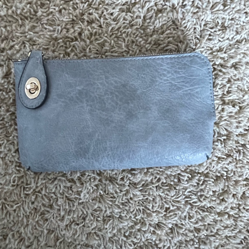 Grey faux leather Crossbody clutch